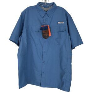Habit Fishing Outdoor Vented Button Down Shirt Mesh Back Mens Size Large Blue